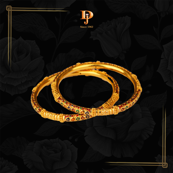Gold Bangles with Stone Detailing