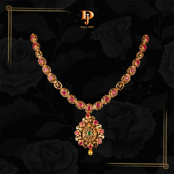 Gold Necklace with Gemstones