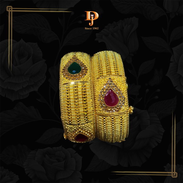 Gold Bangles with Stone Detailing