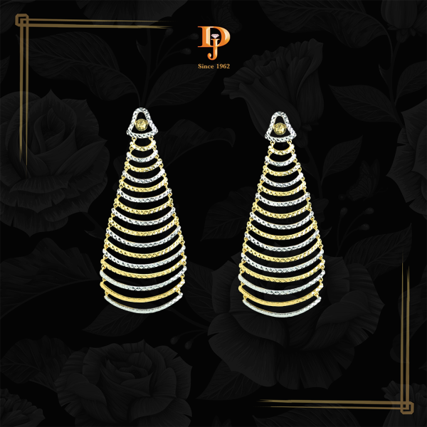 Gold Earrings with Rhodium Detailing