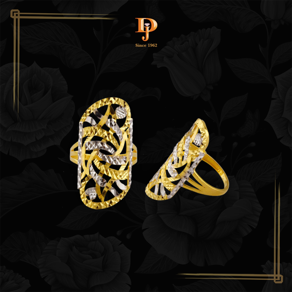 Women’s Gold Ring with Rhodium Detailing