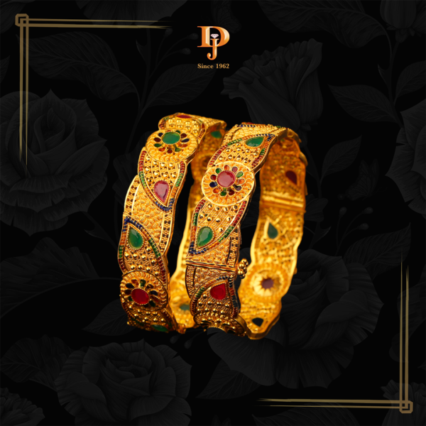 Gold Bangles with Stone Detailing