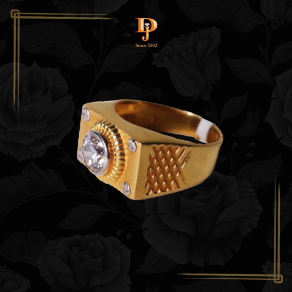 Men's Gold Ring with CZ Stones