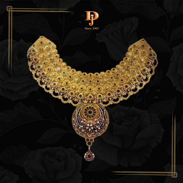 Gold Necklace with Gemstone Detailing
