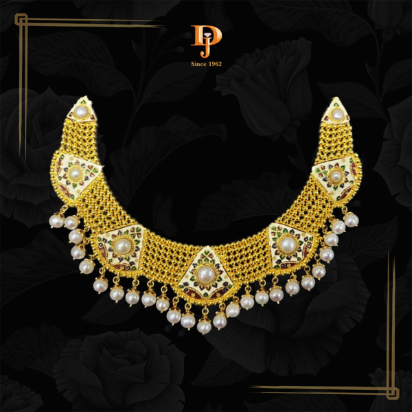 Gold Necklace with Pearl Detailing and Hangings