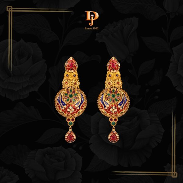 Fancy Gold Earrings with Stone detailing