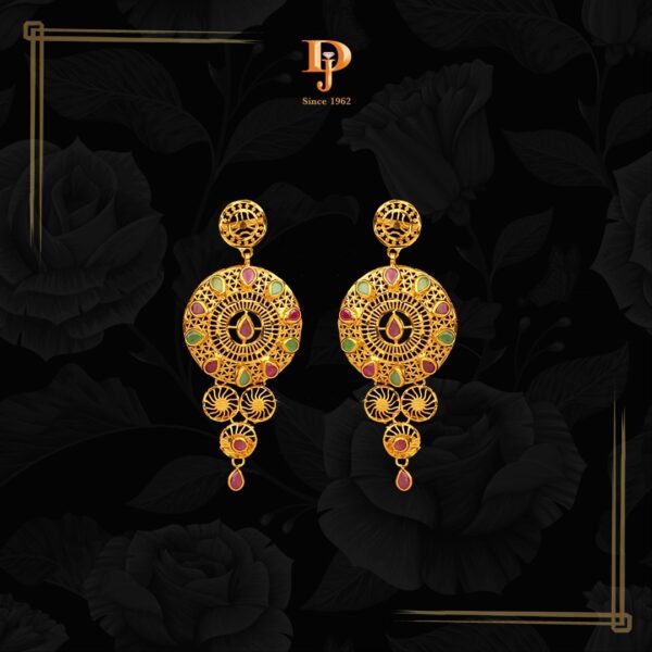 Gold Earrings with Stone Detailing