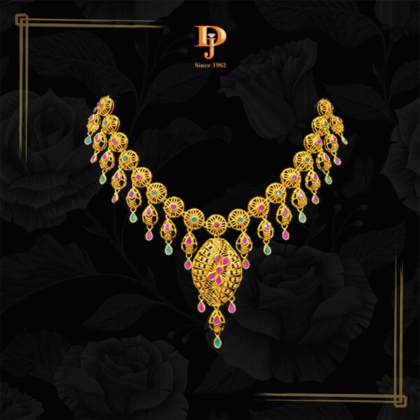 Handcrafted Gold Necklace with Stone Detailing