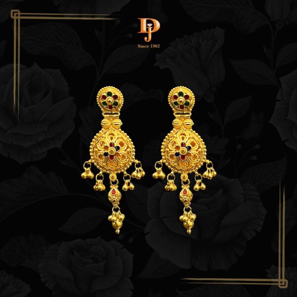 Gold Earrings with Stone Detailing