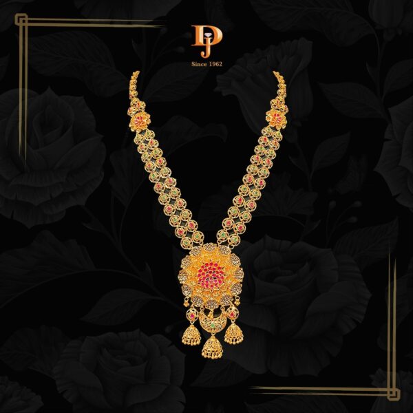 Gold Kuwaiti Ranihaar with Stone detailing