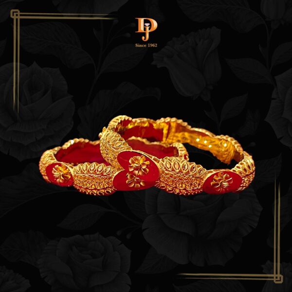 Fancy Gold Bangles - Pair of 2