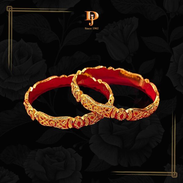 Fancy Gold Bangles - Pair of 2